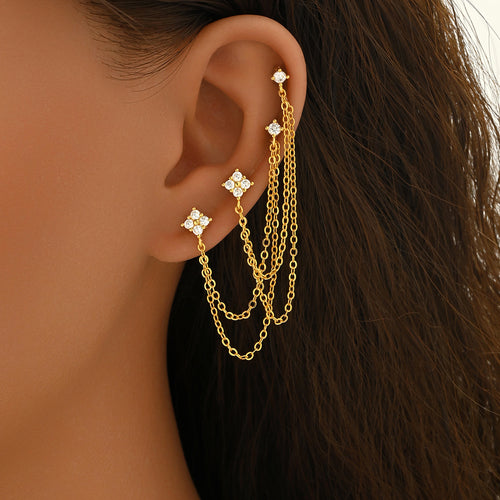 Geometric Cubic Zirconia Stud Earrings for Women