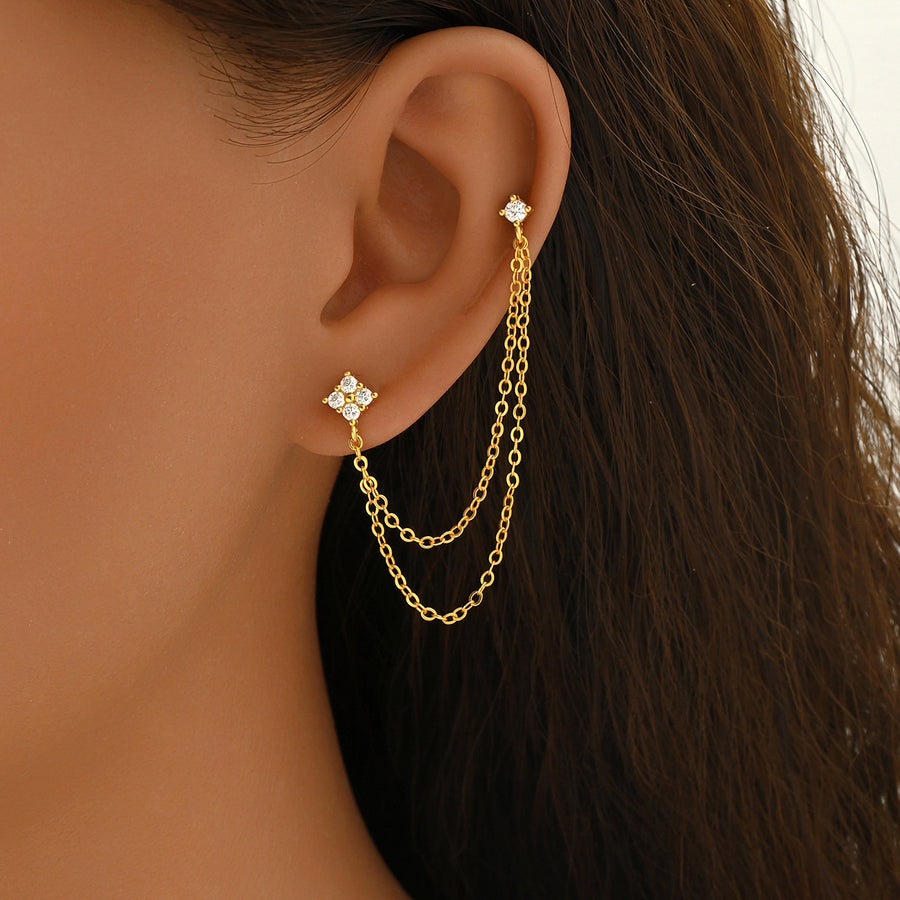Geometric Cubic Zirconia Stud Earrings for Women