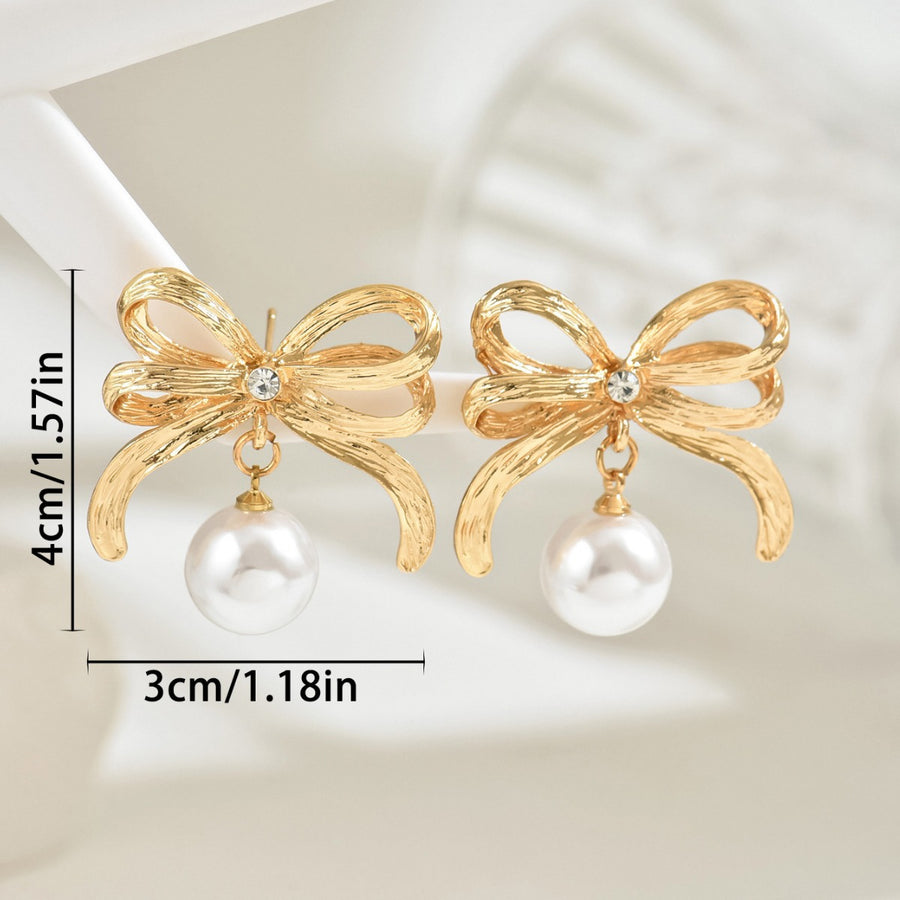 New Korean Style Bowknot Earrings - Unique Pearl Design