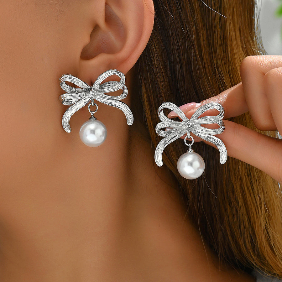 New Korean Style Bowknot Earrings - Unique Pearl Design