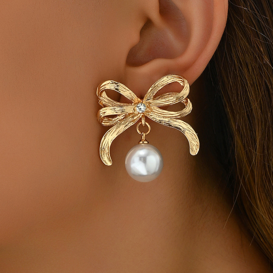 New Korean Style Bowknot Earrings - Unique Pearl Design