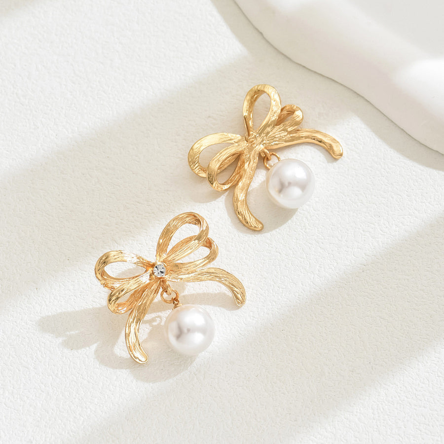 New Korean Style Bowknot Earrings - Unique Pearl Design