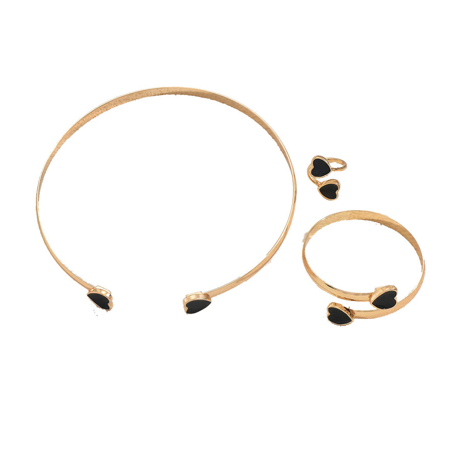 Niche Enamel Geometric Heart Jewelry Set for Women