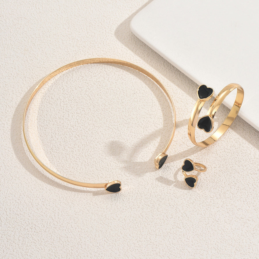 Niche Enamel Geometric Heart Jewelry Set for Women
