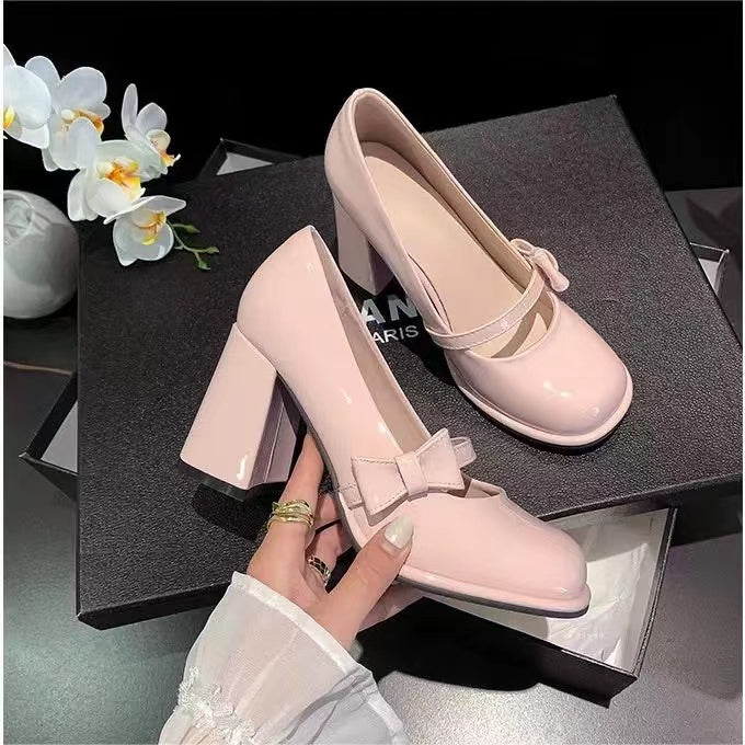 Versatile Retro Mary Jane Bow High Heels for Women