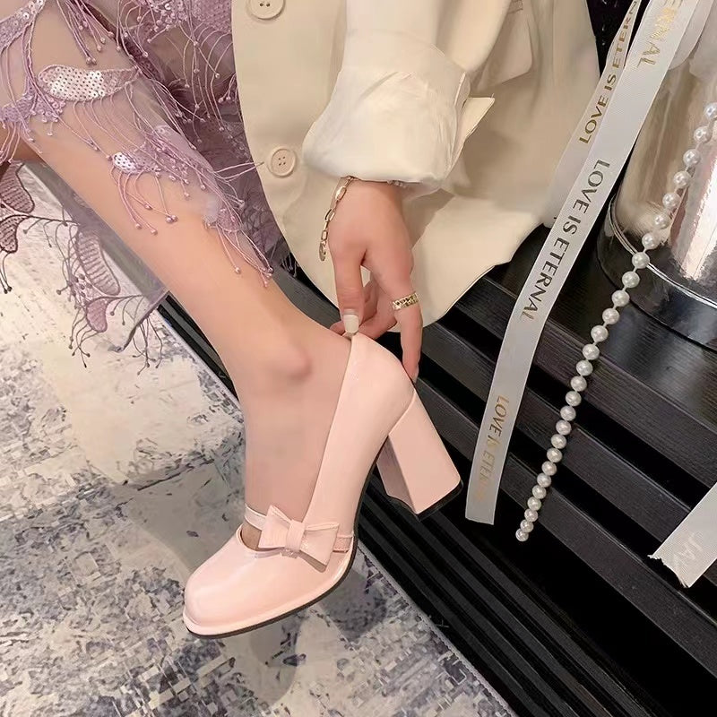 Versatile Retro Mary Jane Bow High Heels for Women