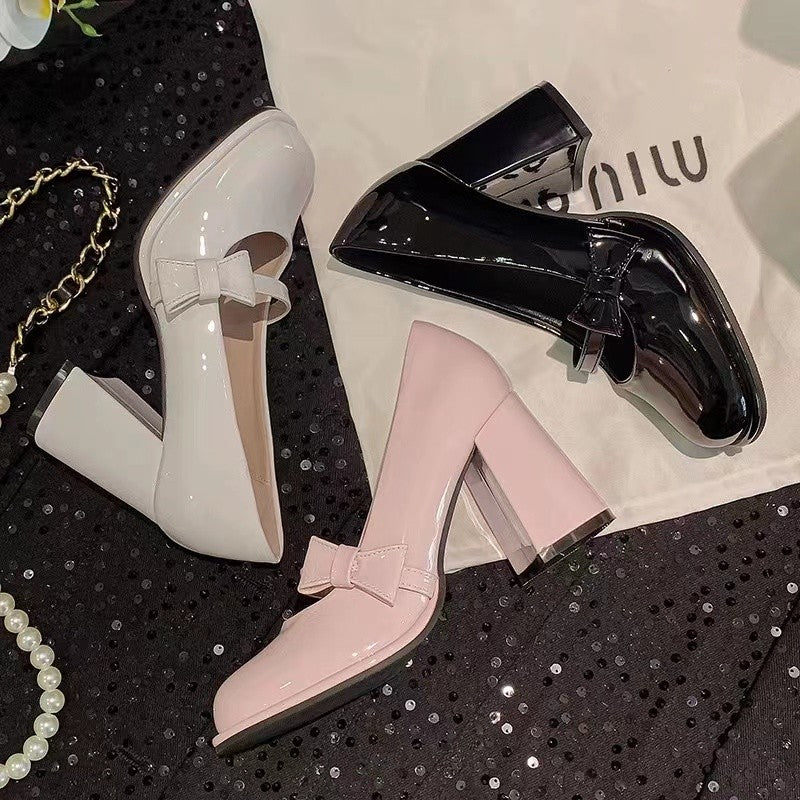 Versatile Retro Mary Jane Bow High Heels for Women