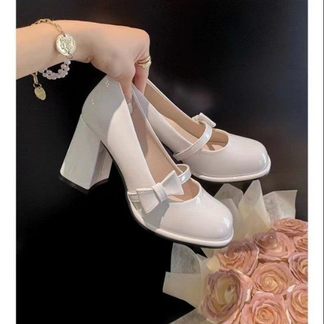 Versatile Retro Mary Jane Bow High Heels for Women