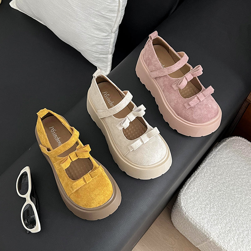 Retro Brown Thick Soled Mary Jane Shoes for Midi Skirts