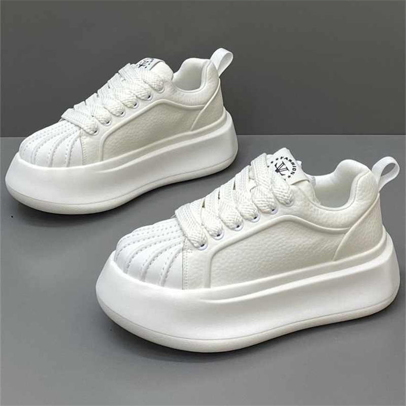 Versatile Thick Sole White Sneakers for Casual Style