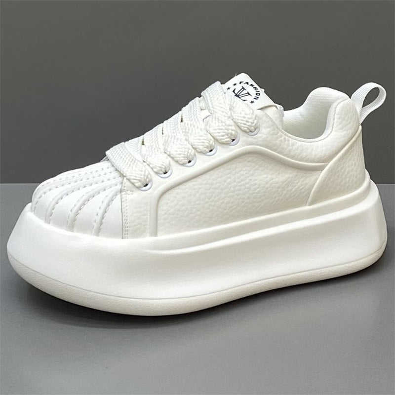 Versatile Thick Sole White Sneakers for Casual Style