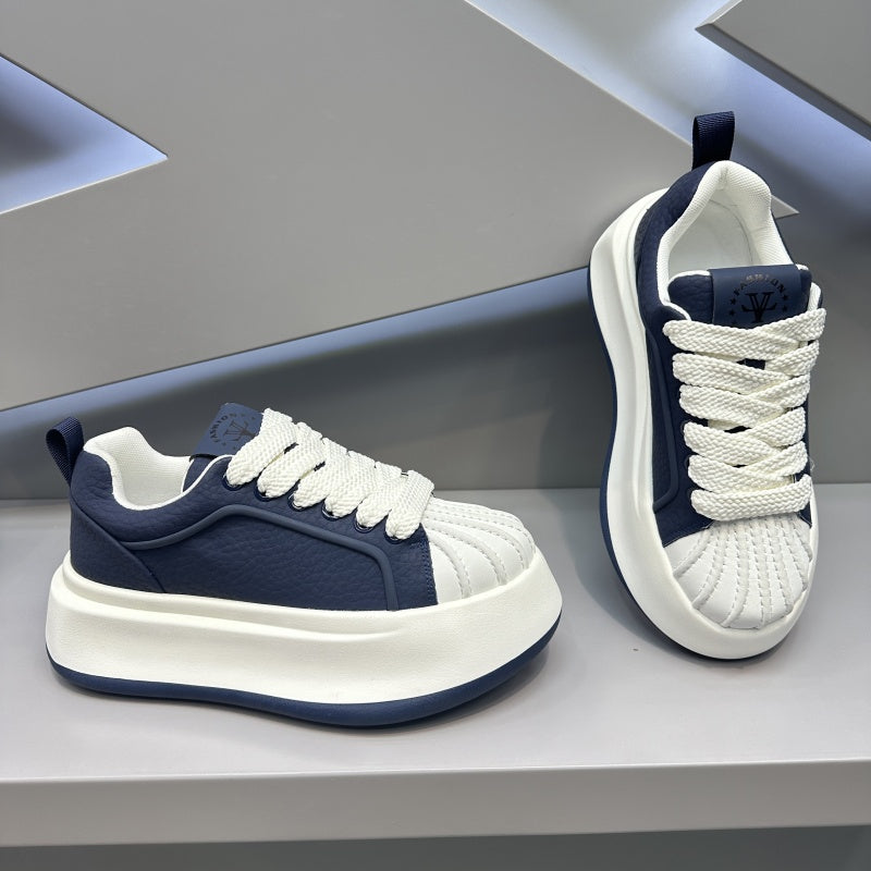 Versatile Thick Sole White Sneakers for Casual Style