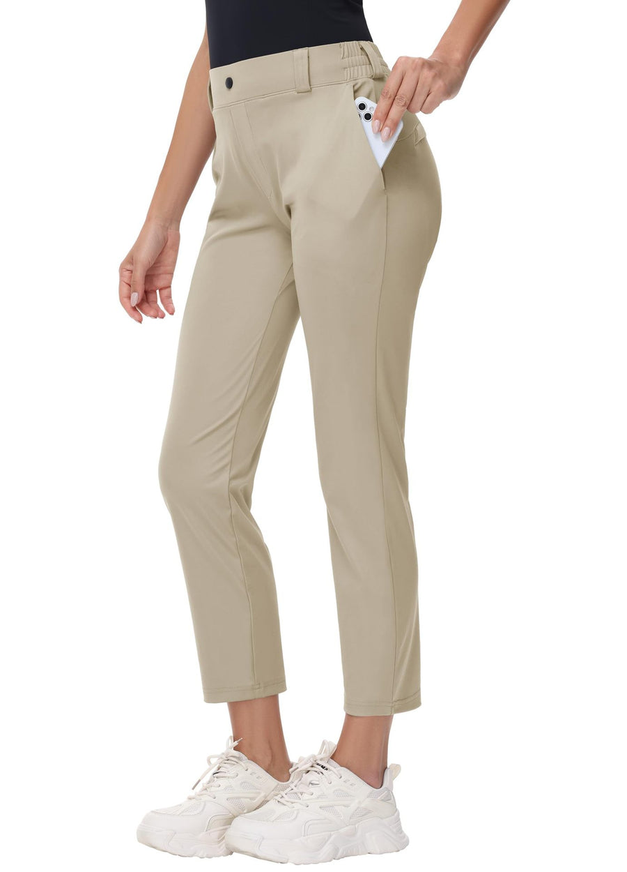 Women's Elastic Ankle Length Golf Pants with Belt Loops
