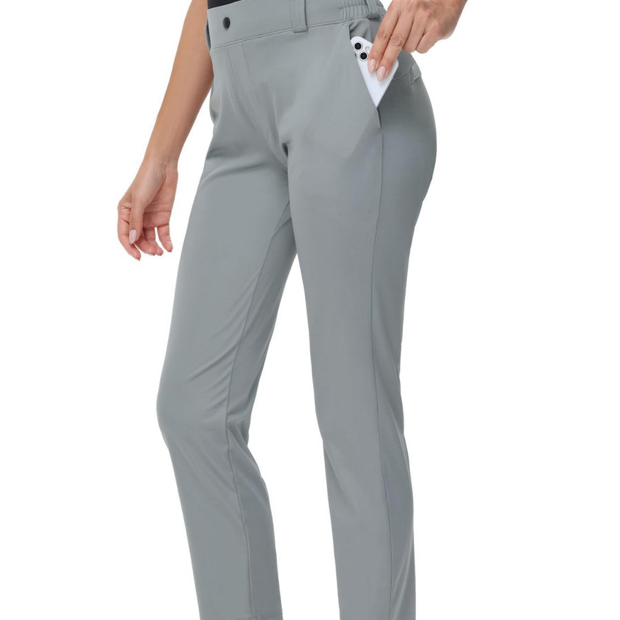Women's Elastic Ankle Length Golf Pants with Belt Loops