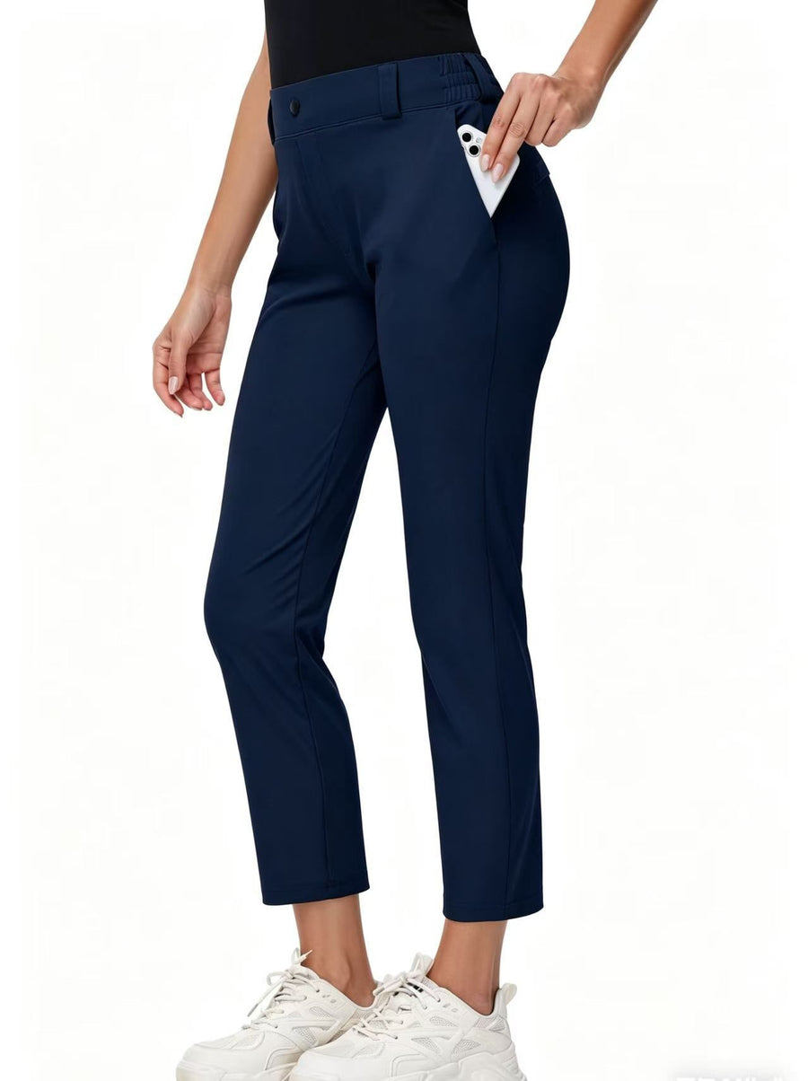 Women's Elastic Ankle Length Golf Pants with Belt Loops