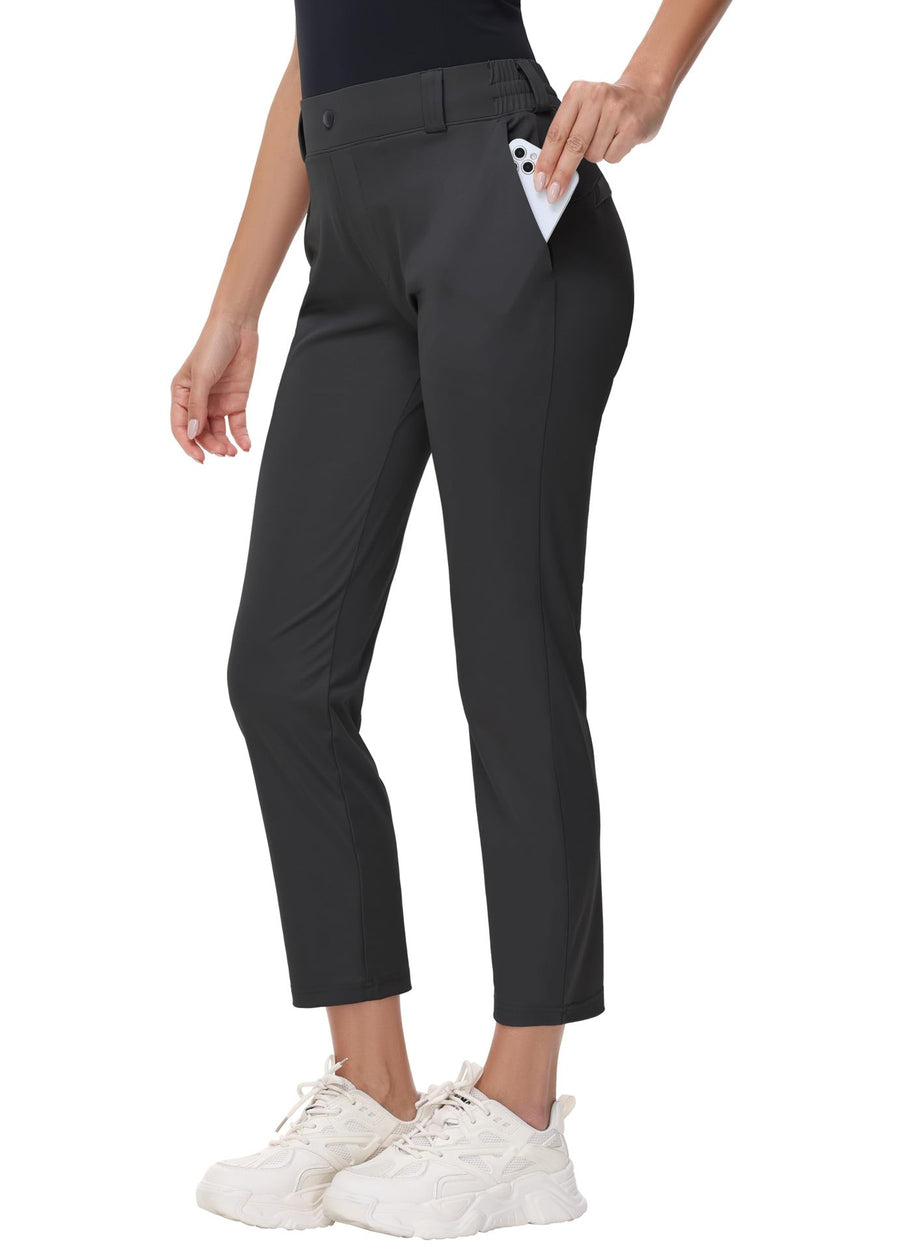 Women's Elastic Ankle Length Golf Pants with Belt Loops