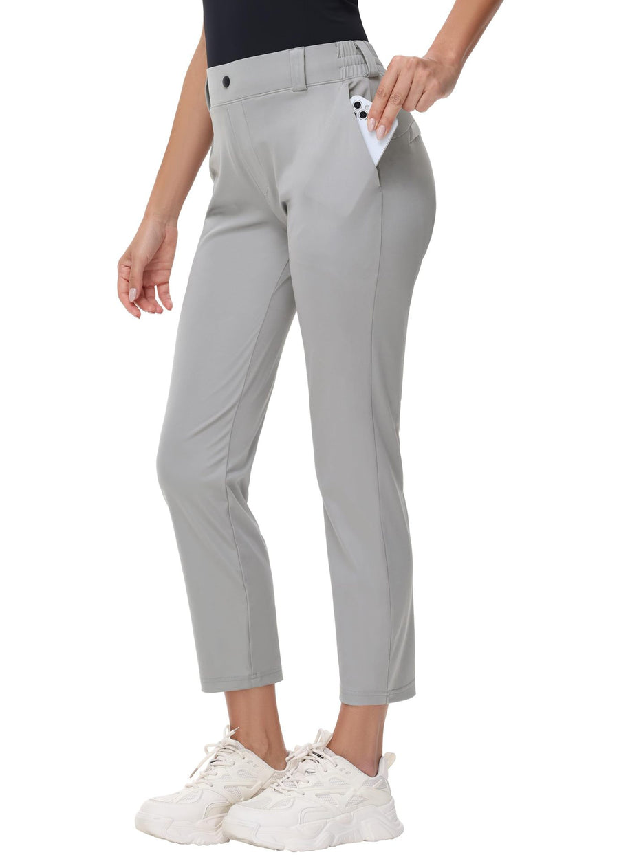 Women's Elastic Ankle Length Golf Pants with Belt Loops