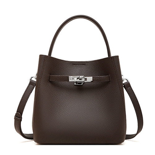 Genuine Leather Vegetable Basket Bucket Bag for Women