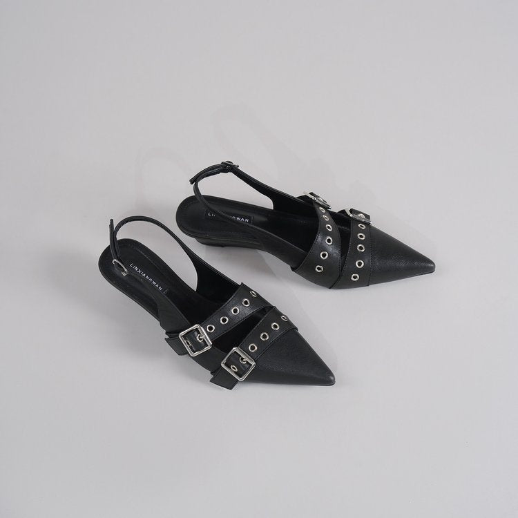 Women Pointed Toe High Heel Mules - Vintage Backless Sandals