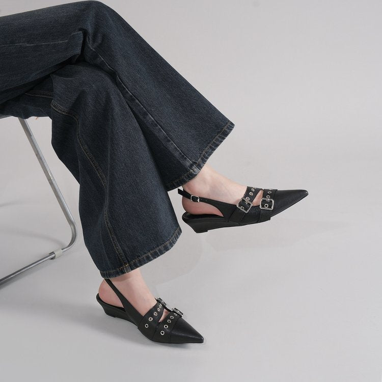 Women Pointed Toe High Heel Mules - Vintage Backless Sandals