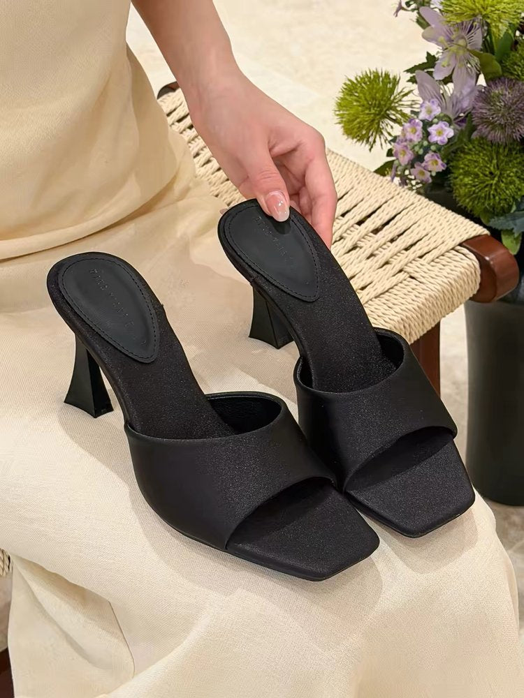 Women Square Toe Single Strap Sandals - Stylish Heels