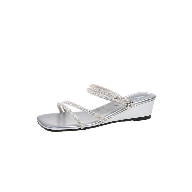 2026 Summer French Rhinestone Heels – Versatile Ankle Strap Sandals