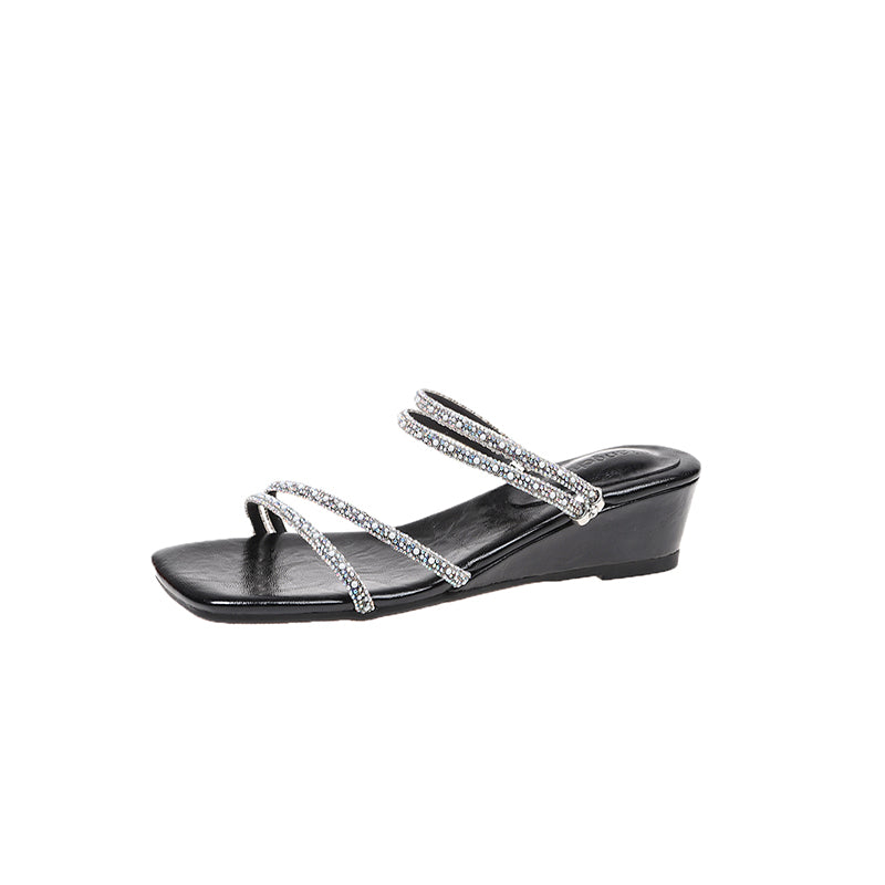2026 Summer French Rhinestone Heels – Versatile Ankle Strap Sandals