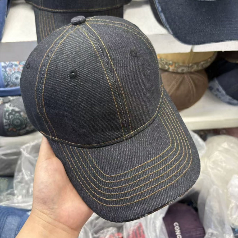 Retro Washed Denim Baseball Cap with Walnut Flower Paisley Print