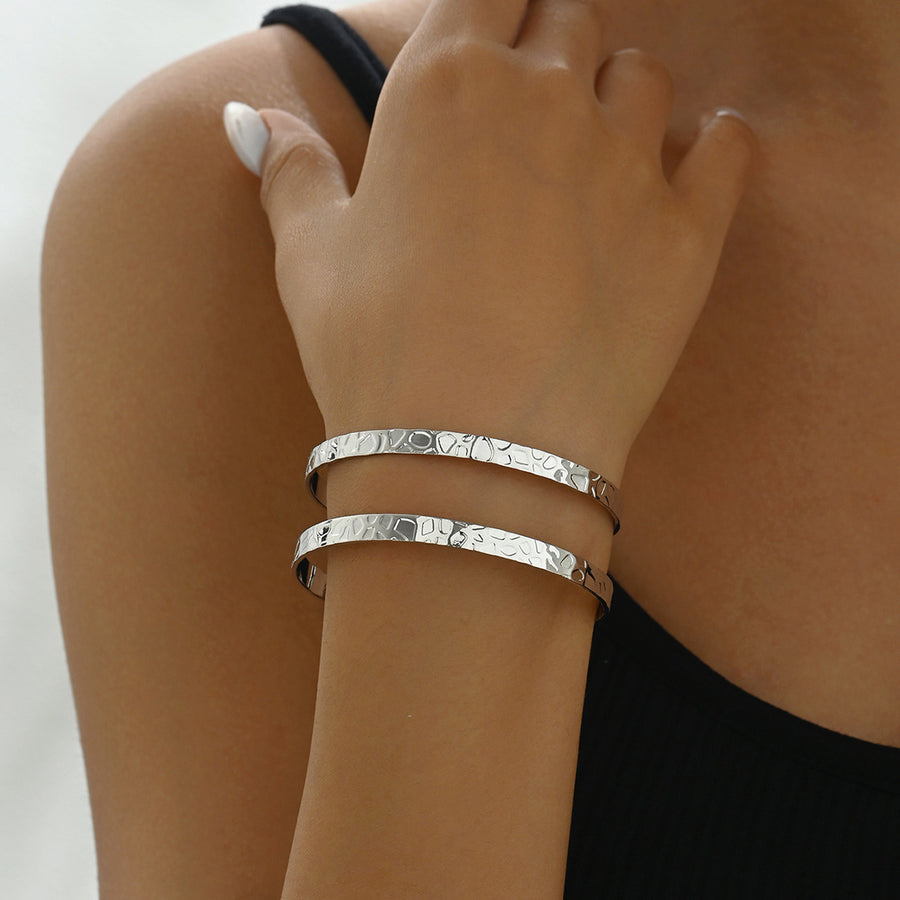 Classic Style Sweet Women Bangle - Geometric Double Layer Design
