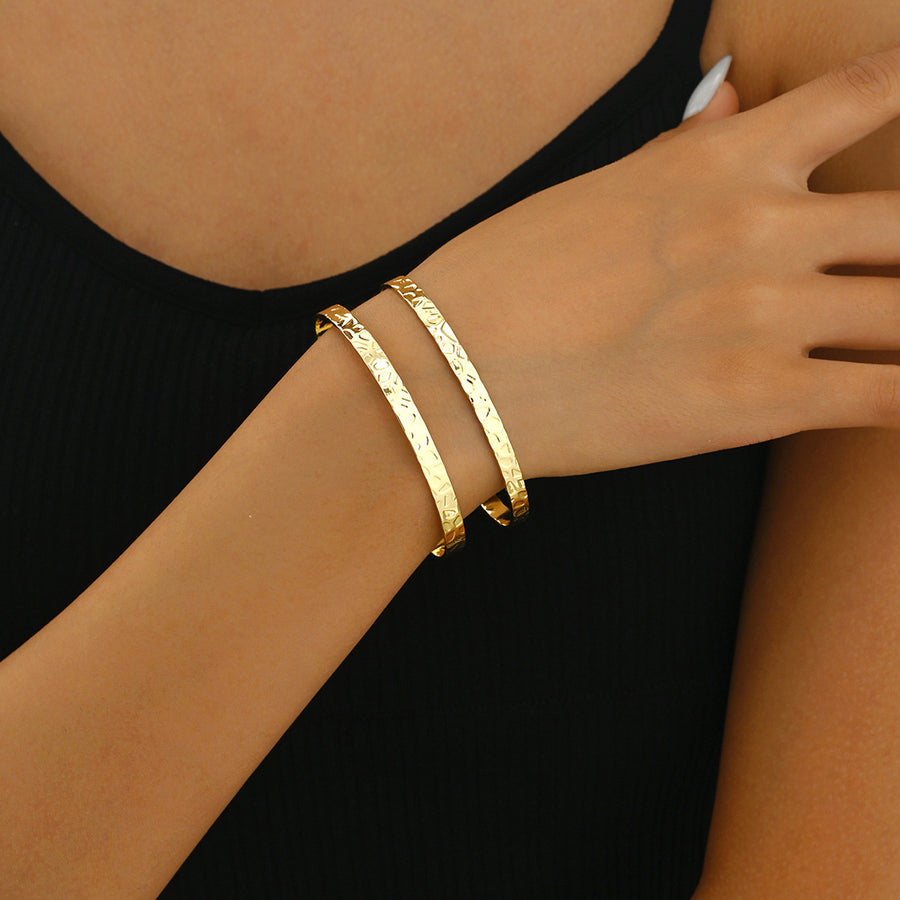 Classic Style Sweet Women Bangle - Geometric Double Layer Design