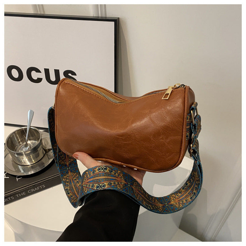 Niche Design Versatile Wide Strap Crossbody Bag for Women