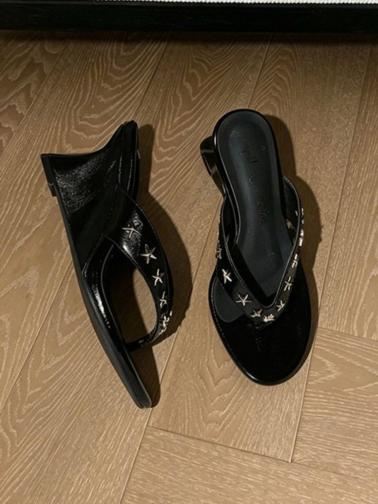 Women's Summer Star Studded Fashion Thong High Heel Sandals