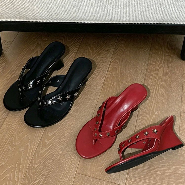 Women's Summer Star Studded Fashion Thong High Heel Sandals