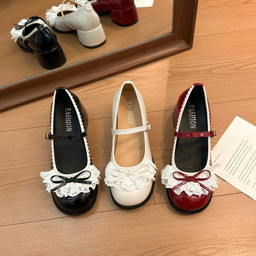 French Retro Shallow Mouth Mary Jane Shoes for Women