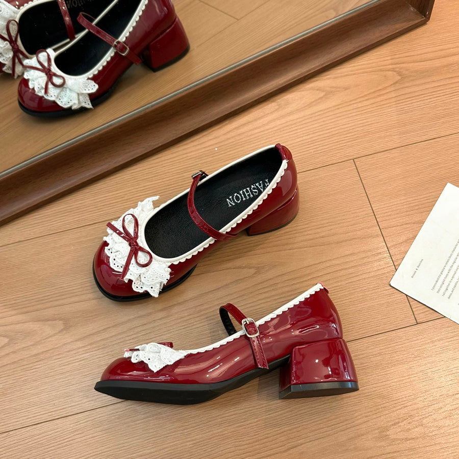 French Retro Shallow Mouth Mary Jane Shoes for Women