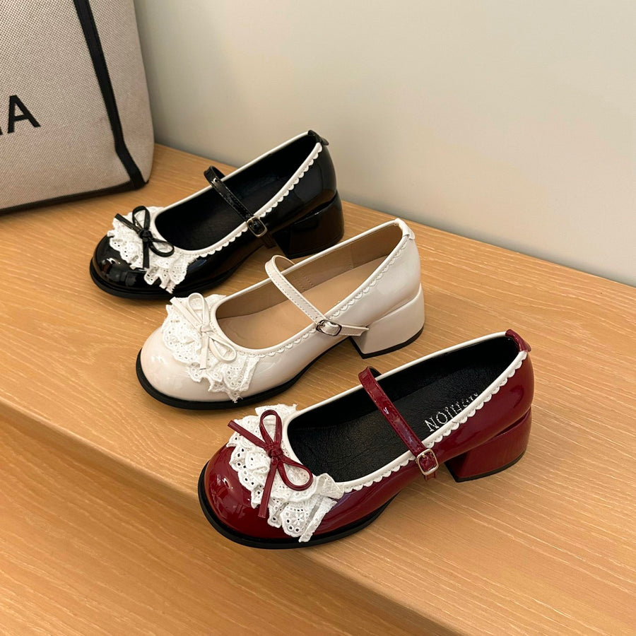 French Retro Shallow Mouth Mary Jane Shoes for Women