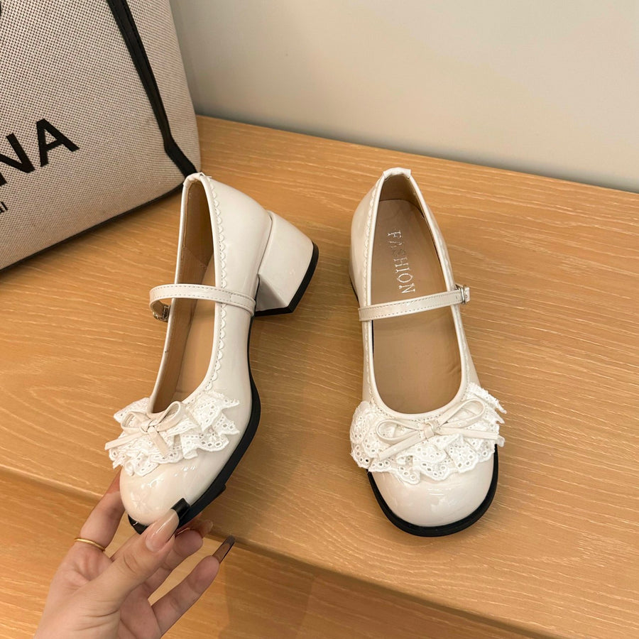 French Retro Shallow Mouth Mary Jane Shoes for Women