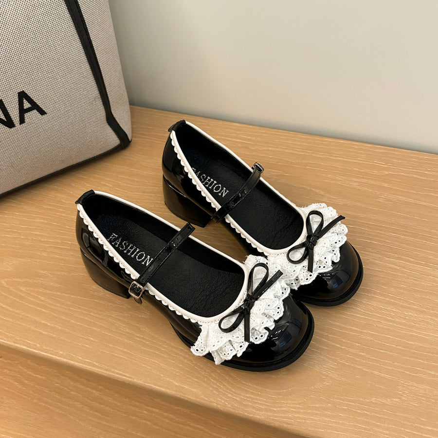 French Retro Shallow Mouth Mary Jane Shoes for Women