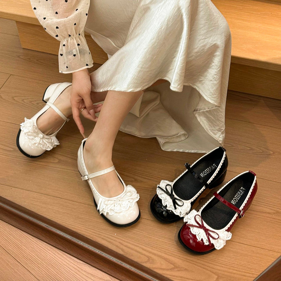 French Retro Shallow Mouth Mary Jane Shoes for Women