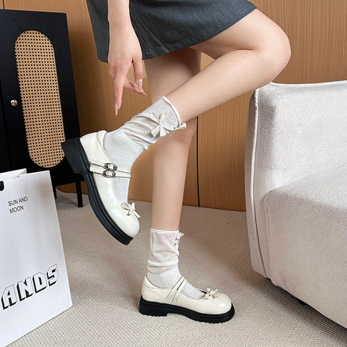 Black French Thick Sole Mary Jane Shoes for Women - Dress Style