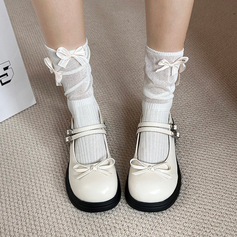 Black French Thick Sole Mary Jane Shoes for Women - Dress Style
