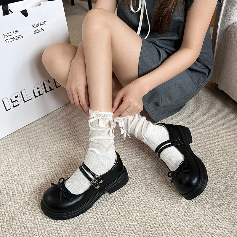 Black French Thick Sole Mary Jane Shoes for Women - Dress Style