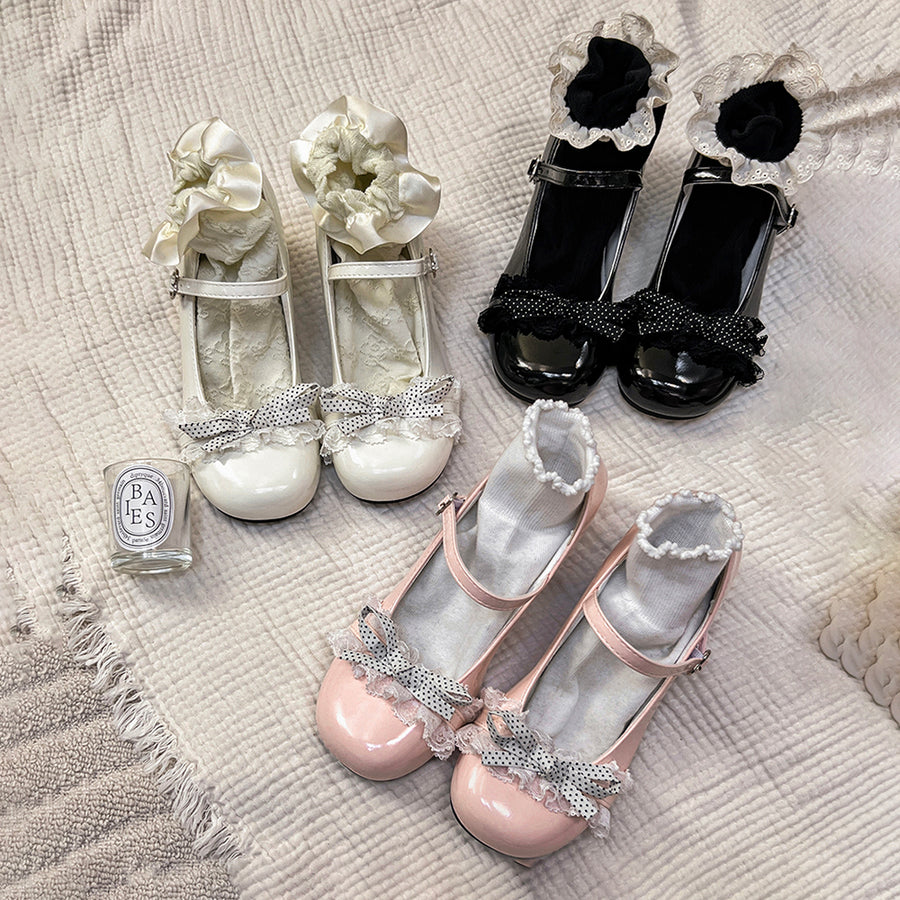 Sweet Lolita Shoes - Cute Lace Bow High Heels for Girls