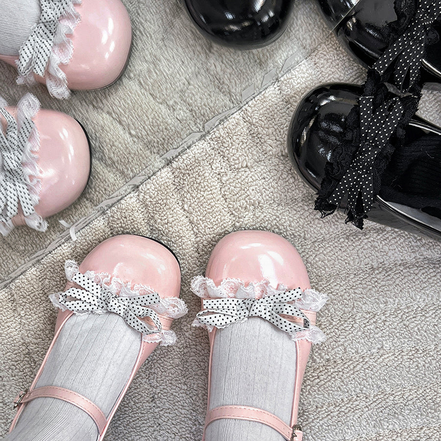 Sweet Lolita Shoes - Cute Lace Bow High Heels for Girls