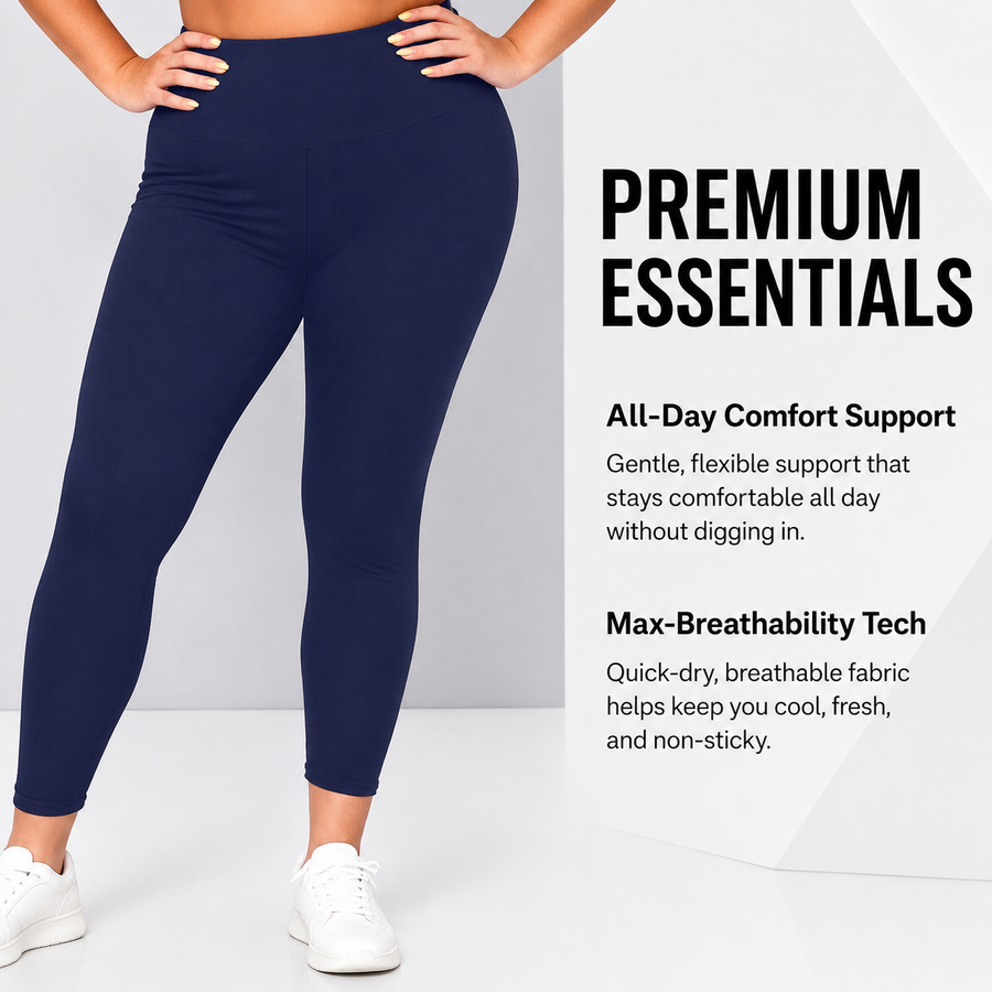 Plus Size Leggings for Women - High Waisted Tummy Control
