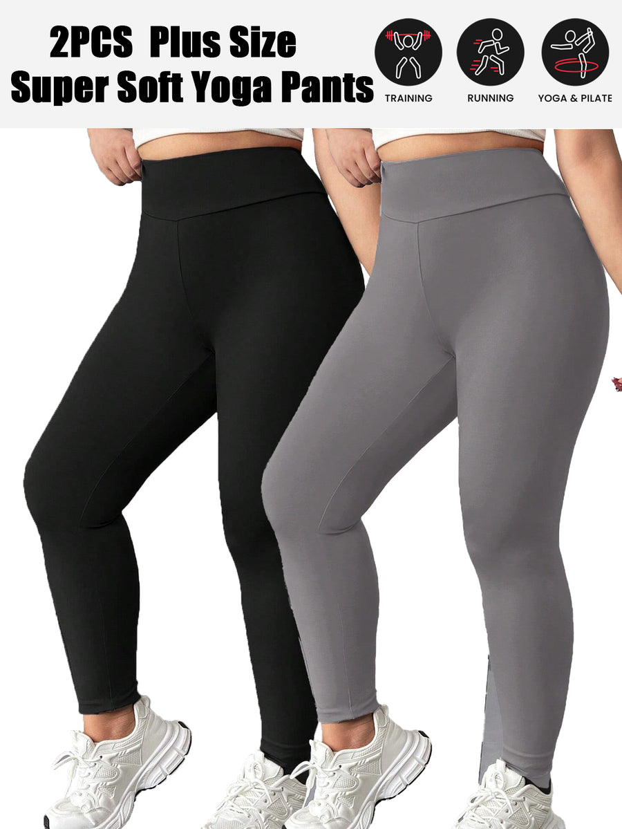 Plus Size Leggings for Women - High Waisted Tummy Control