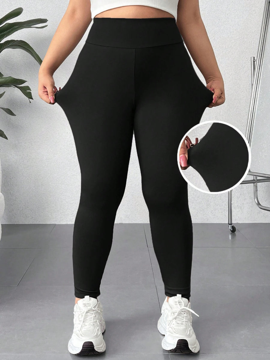 Plus Size Leggings for Women - High Waisted Tummy Control