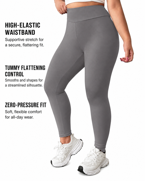 Plus Size Leggings for Women - High Waisted Tummy Control