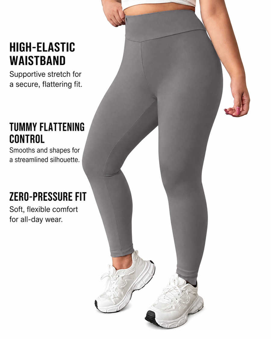 Plus Size Leggings for Women - High Waisted Tummy Control