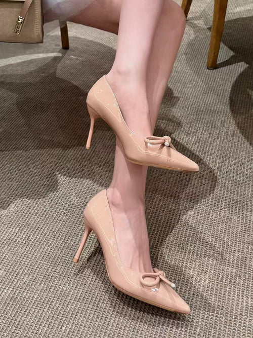 Stunning High Heels for Women with Bow - Elegant Black Pumps